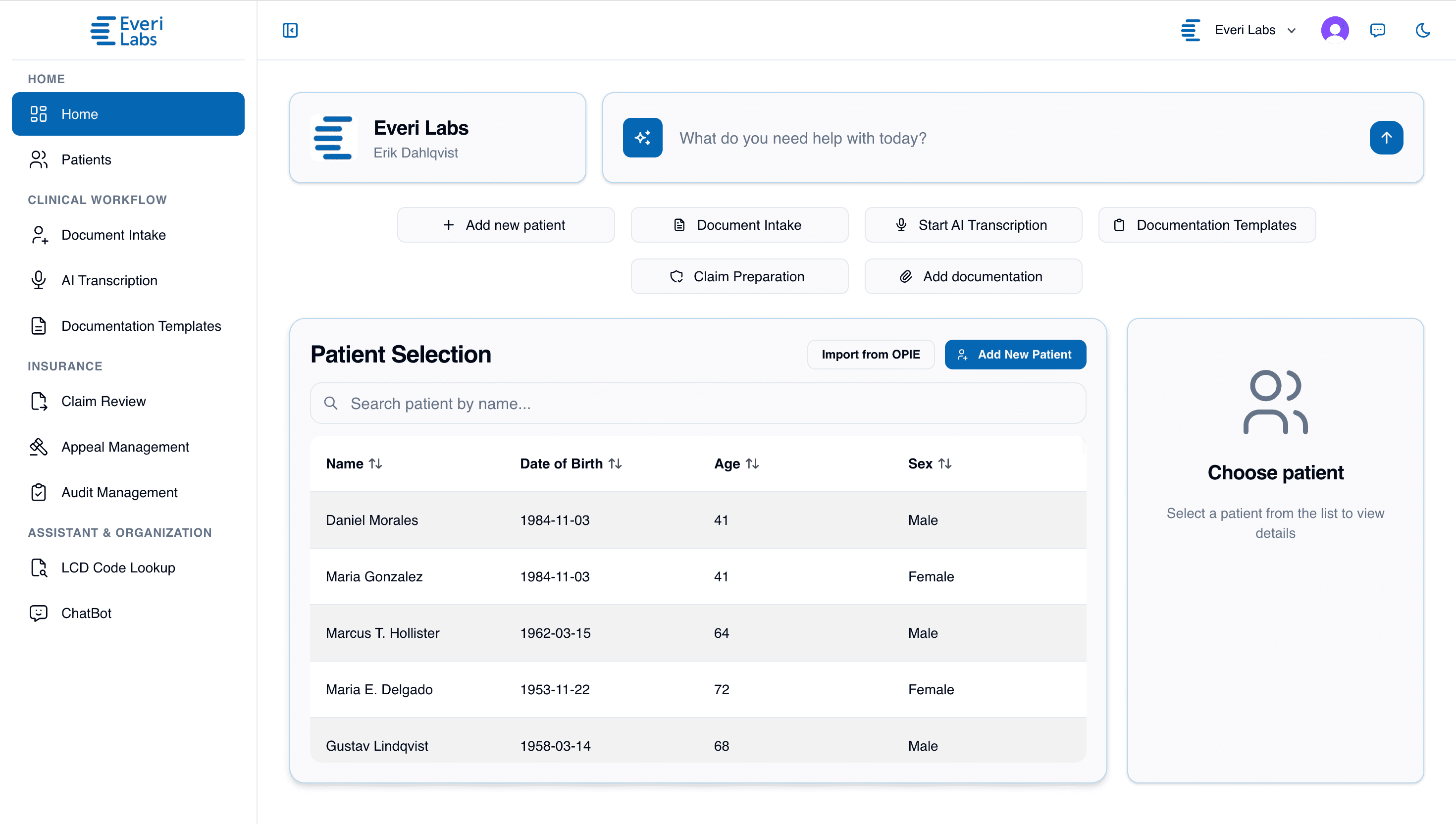 Everi Labs product dashboard